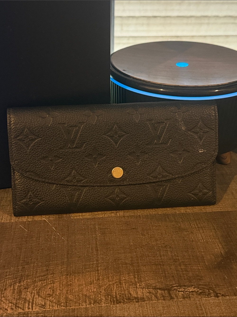 Louis Vuitton Black Embossed Monogram Flap Wallet